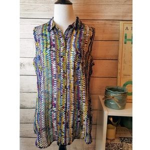 LIZ CLAIBORNE Sleeveless Button Down Top